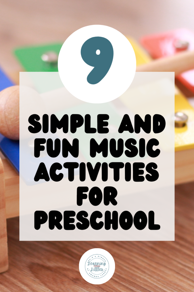 Pinterest image with text overlay and colorful children's xylophone in the background.